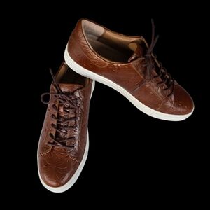 Patricia Nash Brown Leather Embossed Men's Sneakers